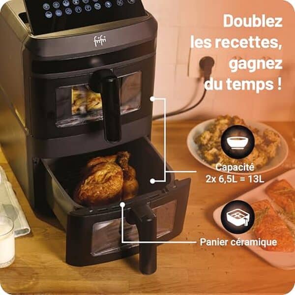 Découvrez le test du frifri airfryer Duo Slim 13L : technologie cyclonique, 12 programmes pour cuisiner des plats sains et savoureux avec efficacité et simplicité.