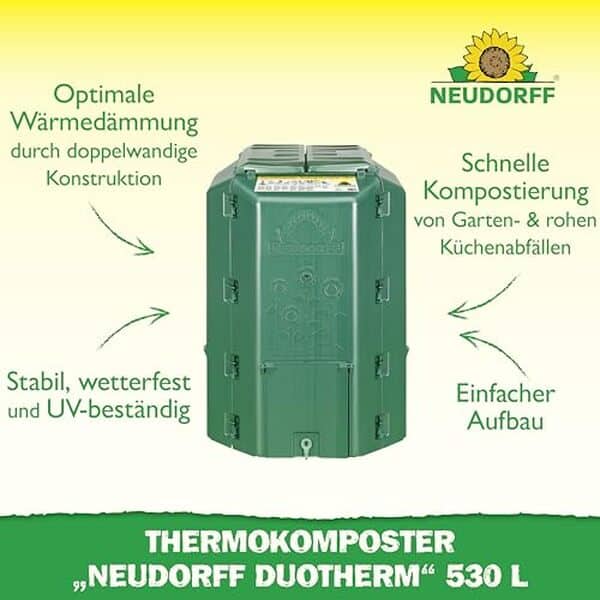 Découvrez notre analyse approfondie du composteur DuoTherm 530 l de Neudorf, modèle 775 : performances, avantages et inconvénients de cette solution écologique pour le jardinage
