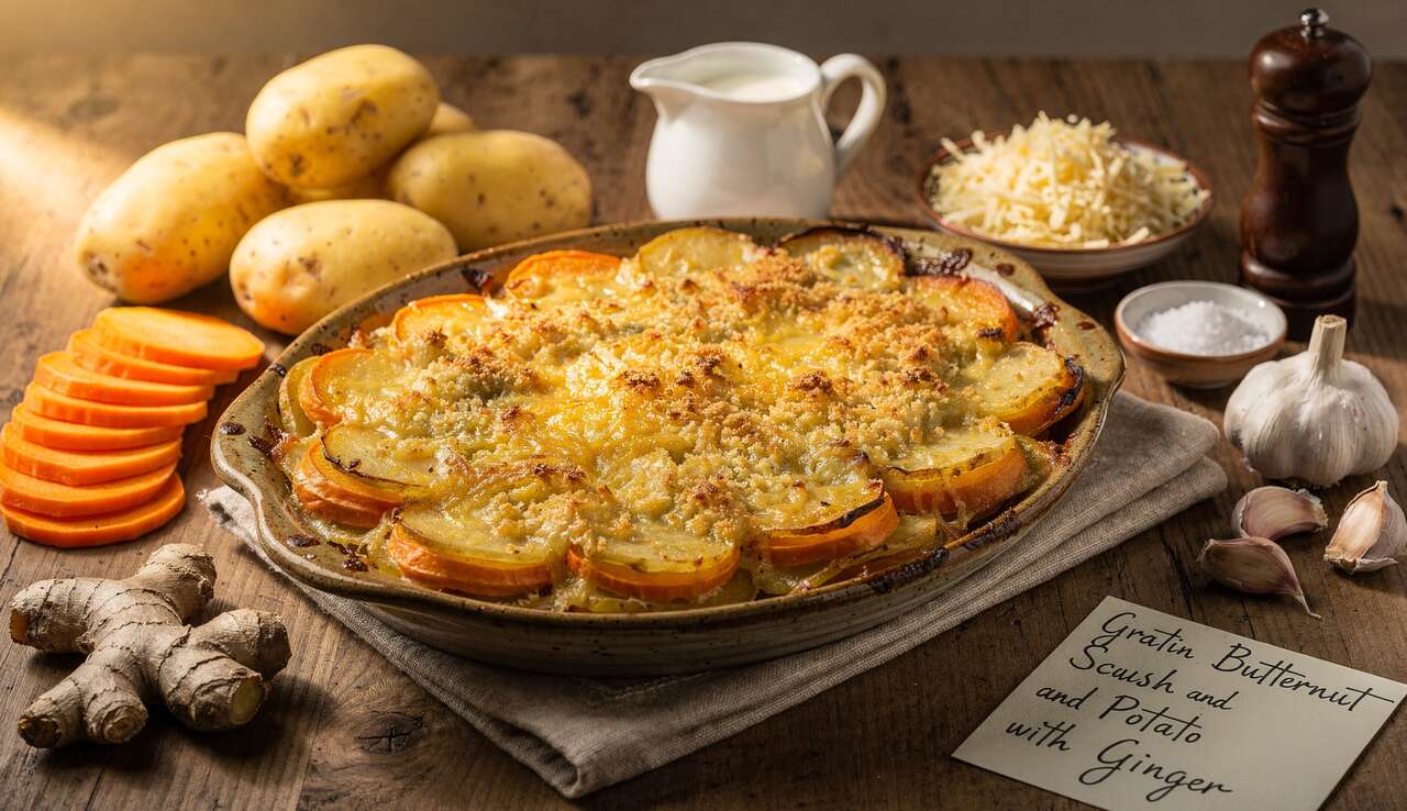 Gratin Courge Pomme de Terre au Gingembre Antigaspi