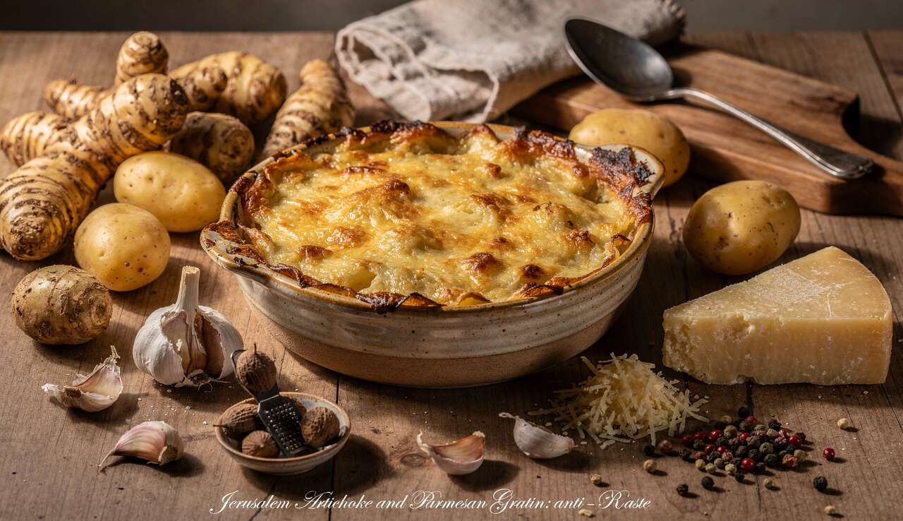Gratin de topinambours et parmesan : recette anti-gaspi