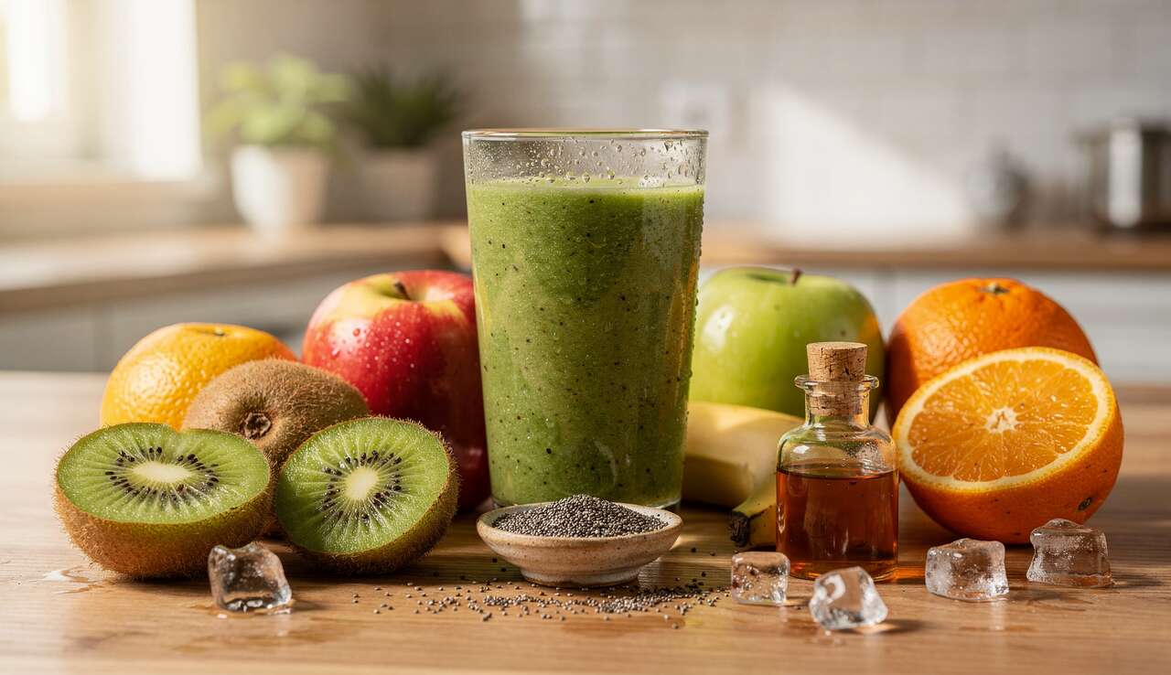 Smoothie de saison : kiwi, pomme, banane et Orange anti-gaspi