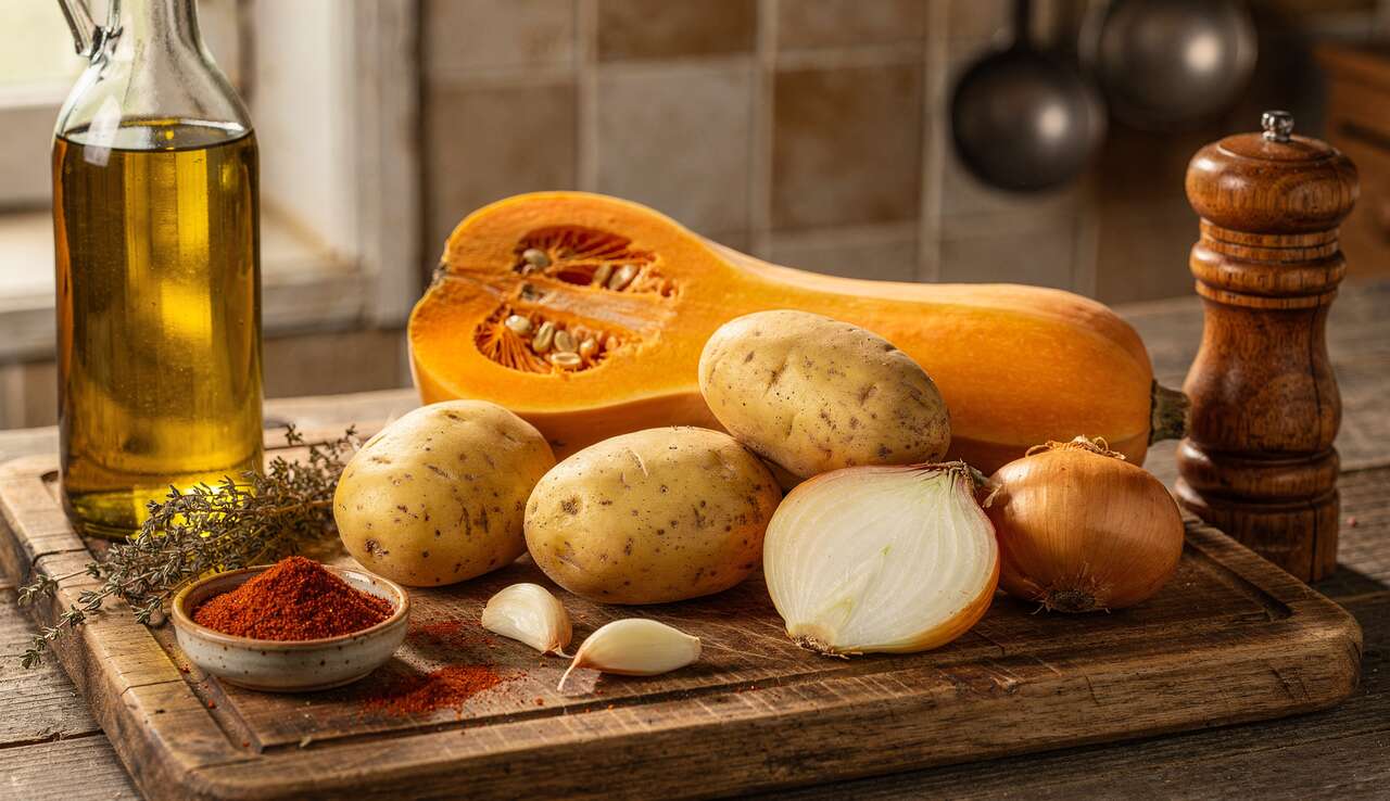 Poêlée anti-gaspi : butternut, pommes de terre et oignons