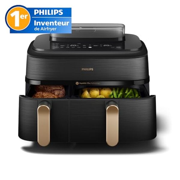 Découvrez l'Airfryer Philips série 5000 avec double panier et cuisson vapeur : une innovation pour des plats sains, rapides et savoureux. Profitez de notre test complet  !