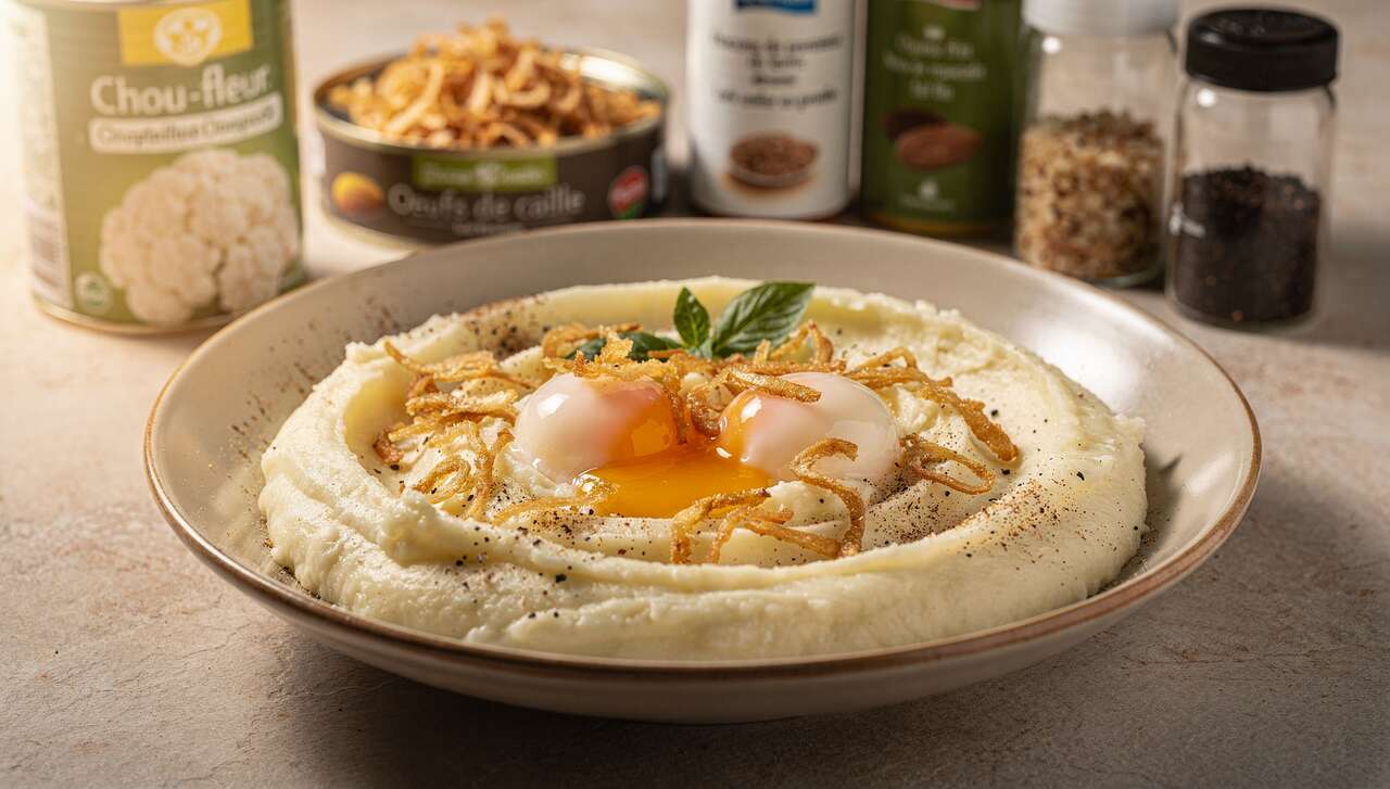 Oeufs au nid sur purée de chou-fleur : la recette anti-gaspi immanquable