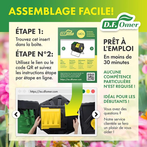 Découvre le composteur double chambre DF OMER avec rotation facile et acier robuste : une solution innovante pour optimiser ton compostage à domicile et améliorer la gestion des déchets organiques.