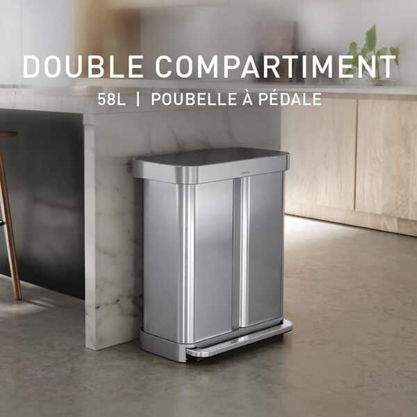 Découvrez notre test de la simplehuman CW2209 : poubelle de tri sélectif avec double compartiment, conçue pour optimiser le recyclage chez vous grâce à son design et sa fonctionnalité.