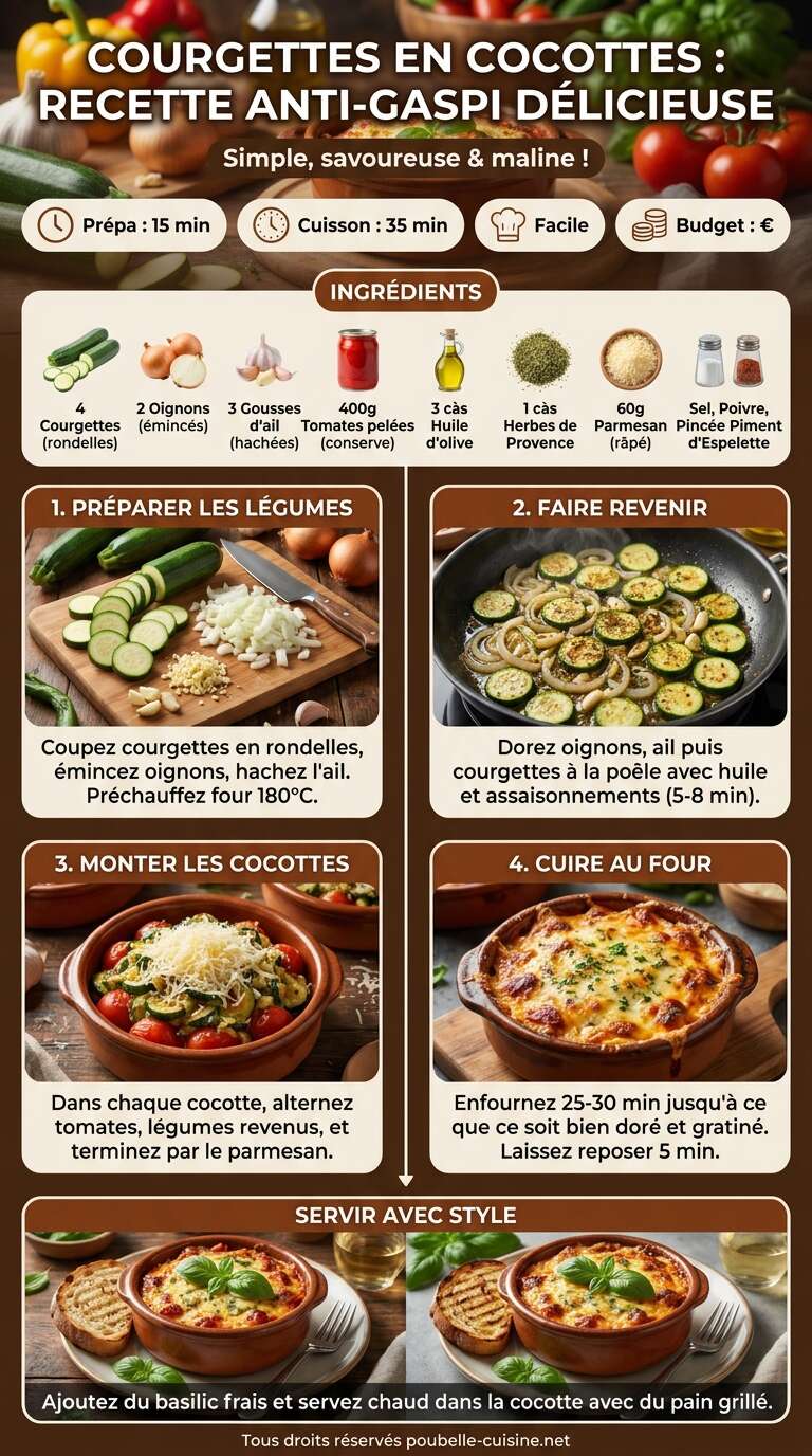 Fiche recette Courgettes En Cocottes : recette anti-gaspi délicieuse Fiche recette Courgettes En Cocottes : recette anti-gaspi délicieuse
