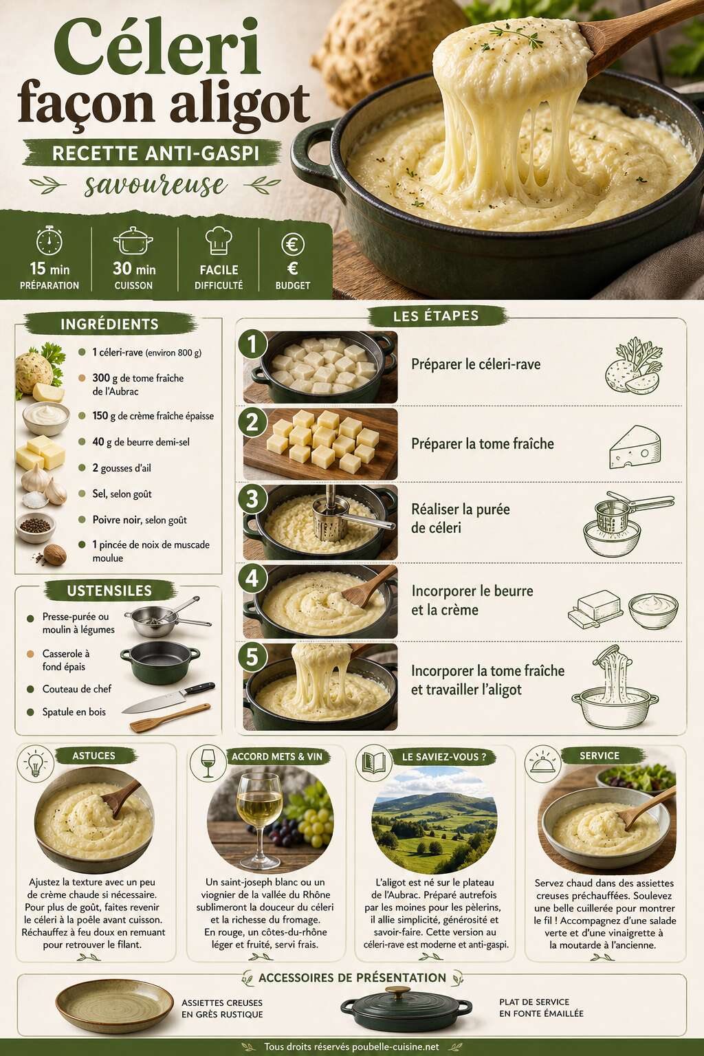Fiche recette Céleri façon aligot : recette anti-gaspi savoureuse Fiche recette Céleri façon aligot : recette anti-gaspi savoureuse