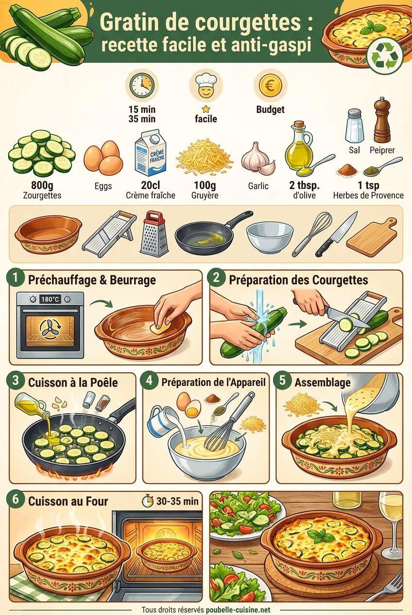 Fiche recette Gratin de courgettes : recette facile et anti-gaspi