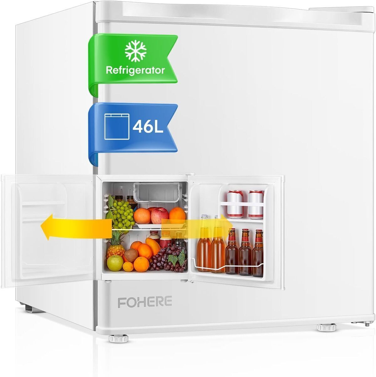 Test : fohere petit frigo 91L avec congélateur et porte réversible