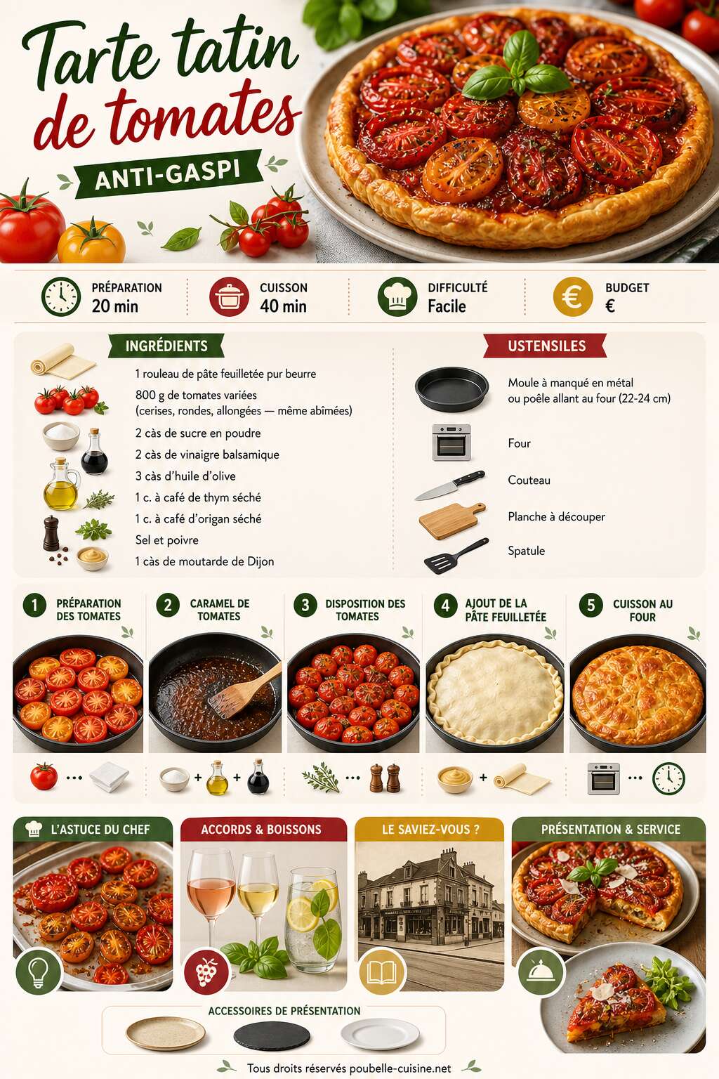Fiche recette Tarte tatin de tomates anti-gaspi Fiche recette Tarte tatin de tomates anti-gaspi