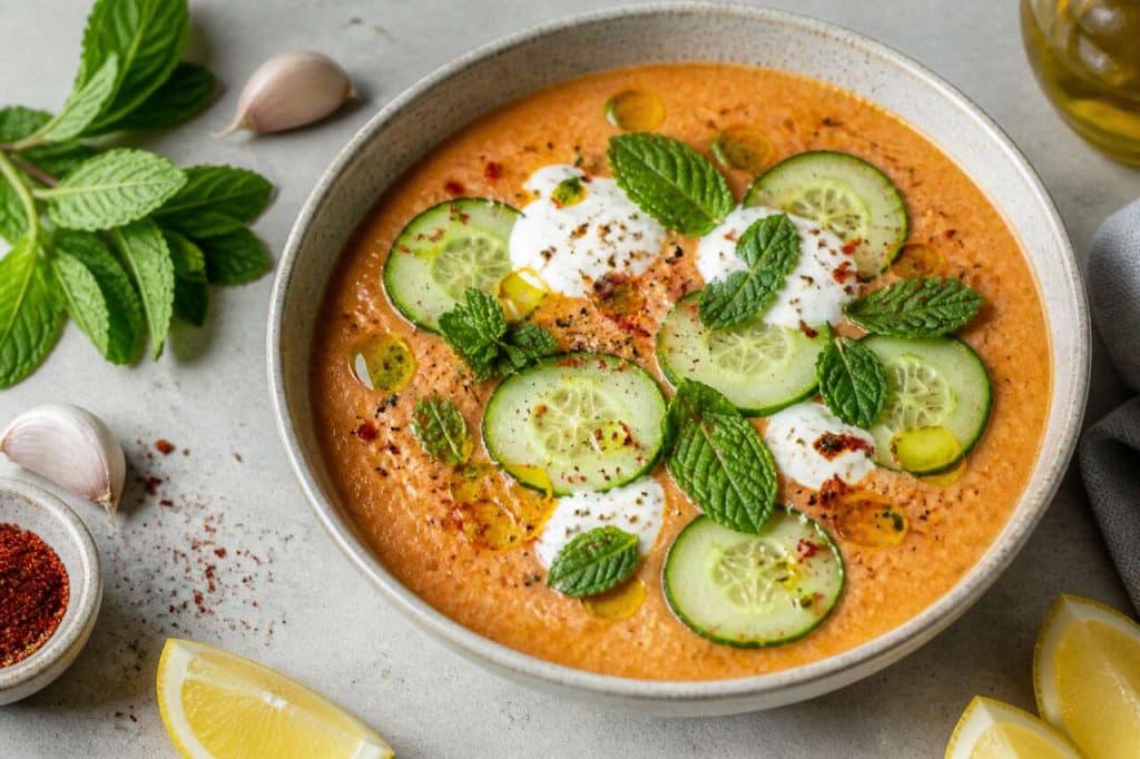 Recette gaspacho concombre menthe et piment d'espelette anti-gaspi