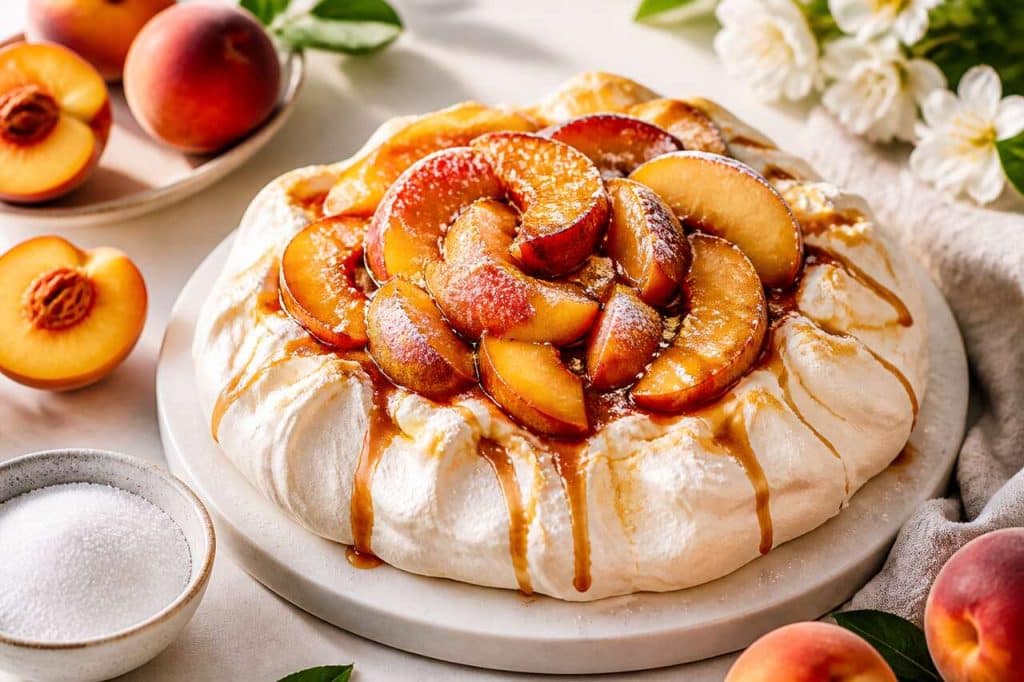 Recette pavlova aux pêches anti-gaspi