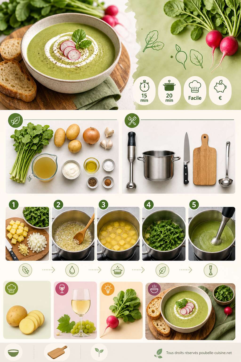 Fiche recette Recette anti-gaspillage : fanes de radis Fiche recette Recette anti-gaspillage : fanes de radis