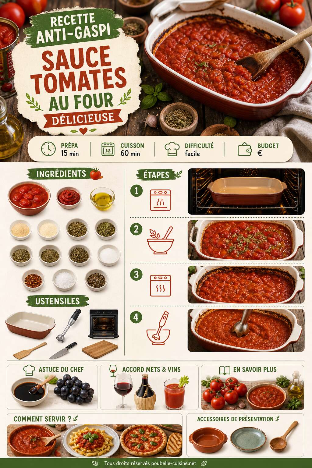 Fiche recette Recette anti-gaspi : sauce tomates au four délicieuse Fiche recette Recette anti-gaspi : sauce tomates au four délicieuse