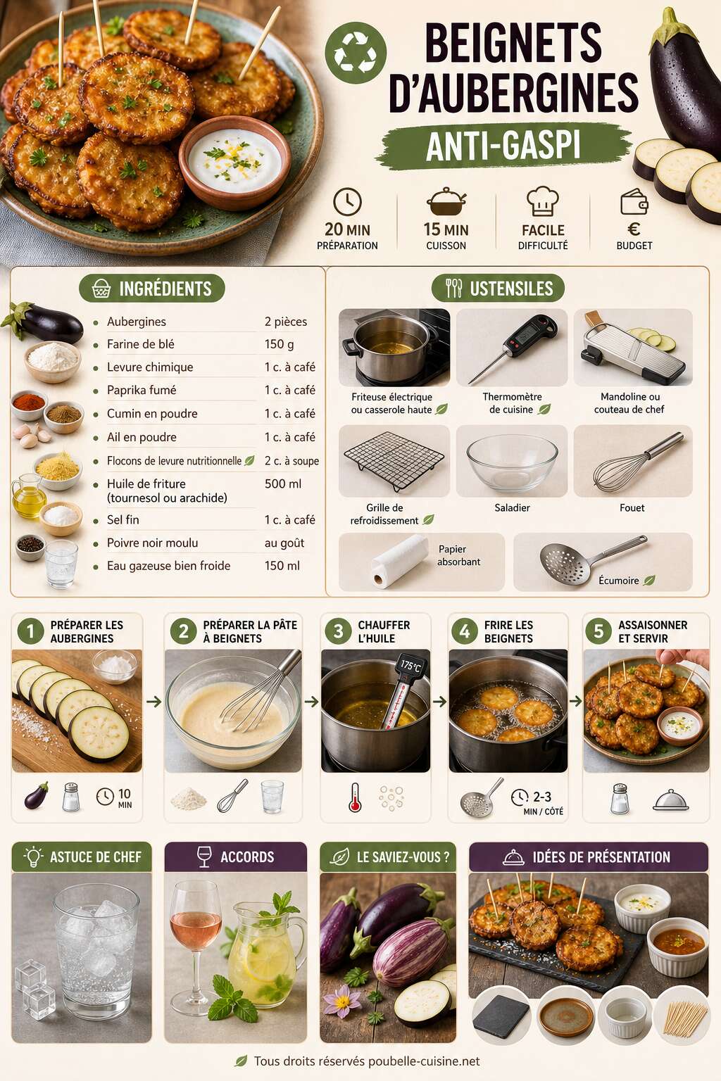 Fiche recette Recette de Beignets d'Aubergines Anti-Gaspi