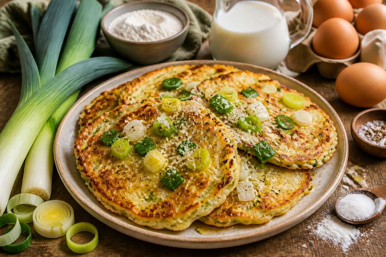 Pancakes aux poireaux : recette anti-gaspi savoureuse