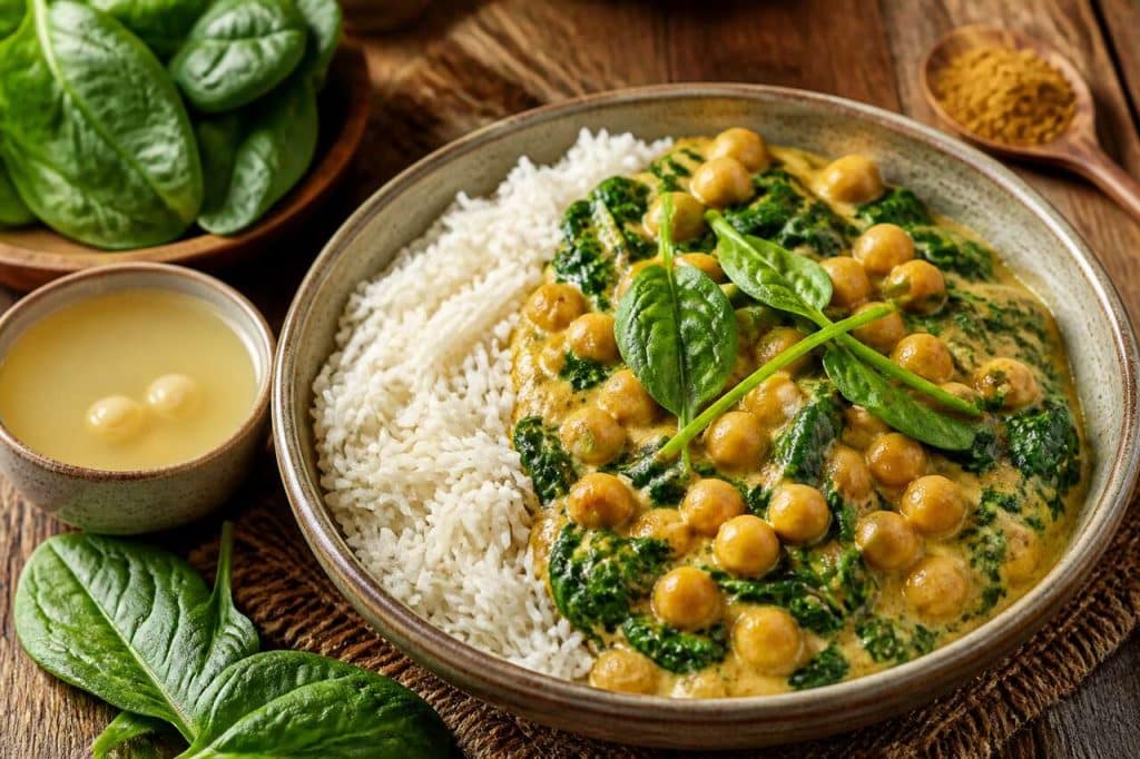 Curry de pois chiches et épinards anti-gaspi