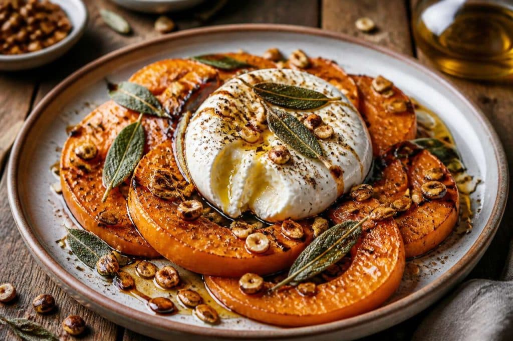Butternut rôti et burrata : recette anti-gaspi savoureuse