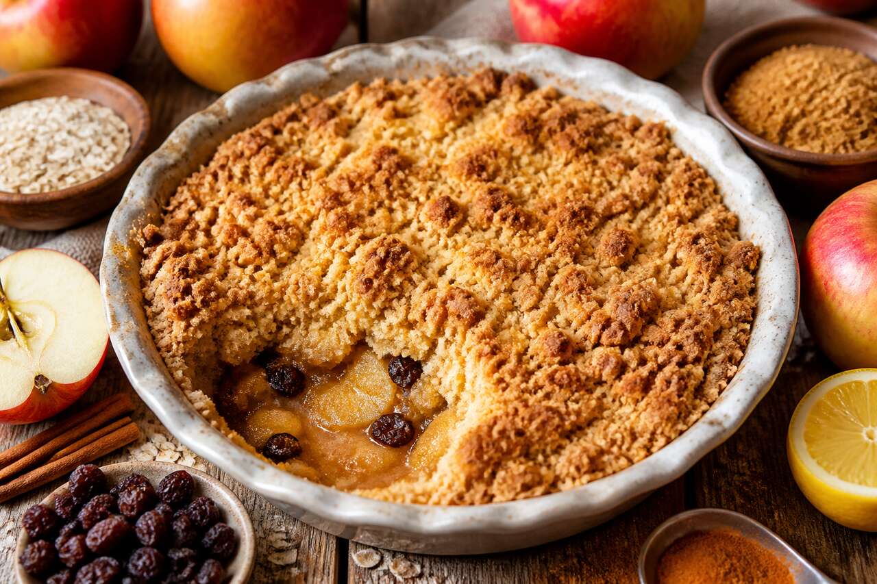 Crumble aux pommes et raisins : recette anti-gaspi savoureuse